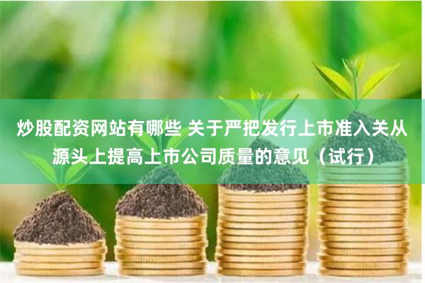 炒股配资网站有哪些 关于严把发行上市准入关从源头上提高上市公司质量的意见(试行)