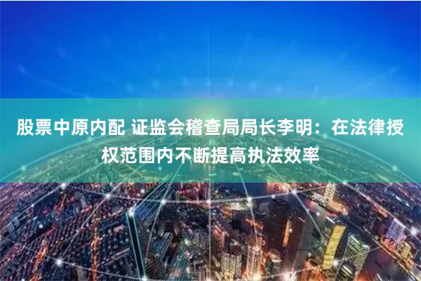 股票中原内配 证监会稽查局局长李明：在法律授权范围内不断提高执法效率