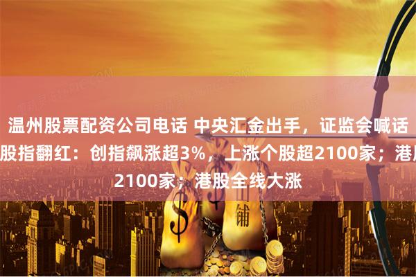 温州股票配资公司电话 中央汇金出手,证监会喊话!A股三大股指翻红:创指飙涨超3%,上涨个股超2100家;港股全线大涨